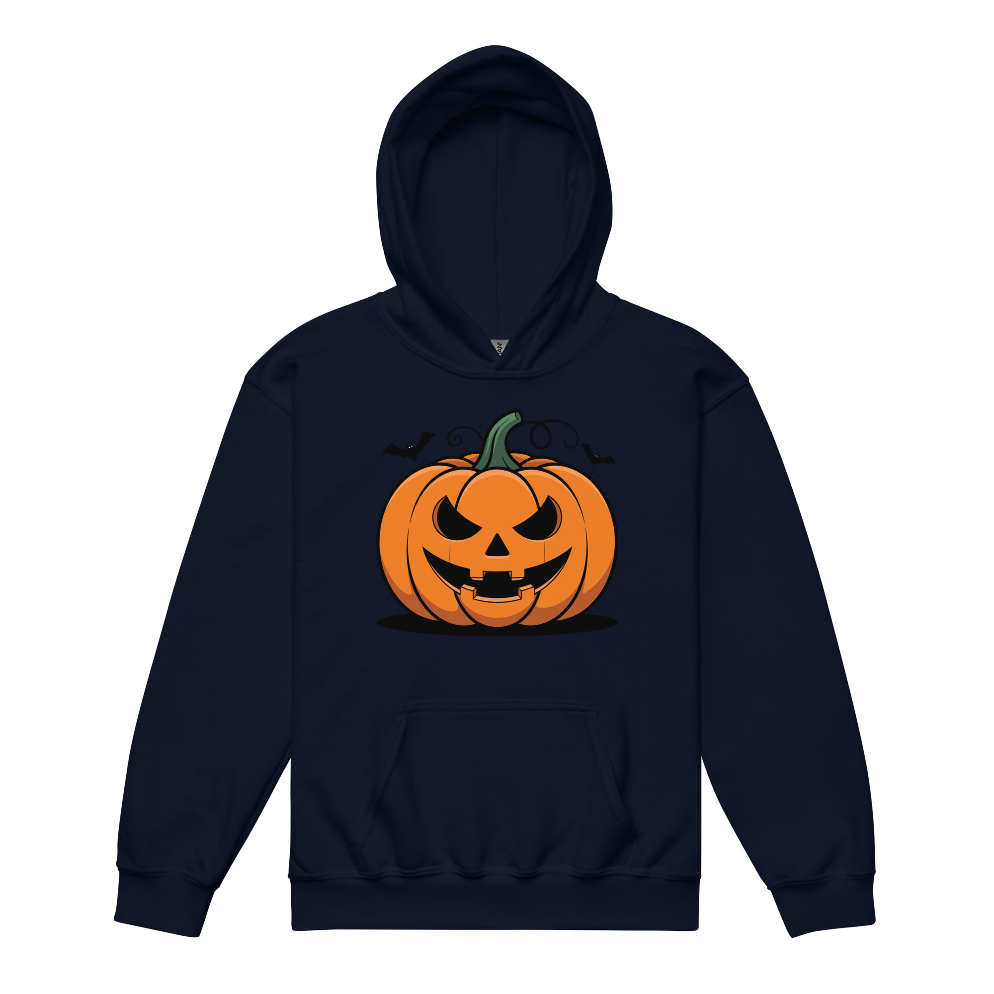 youth-heavy-blend-hoodie-navy-front-6ab18b86ccaa3.jpg Classic Jack-O'-Lantern Youth Hoodie - Image 1